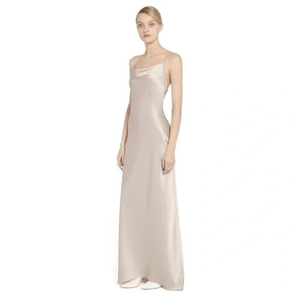 alice and olivia bridesmaid dress Dusty Blue Satin Bridesmaid Dress